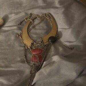 Source Unknown Gold and Red Necklace